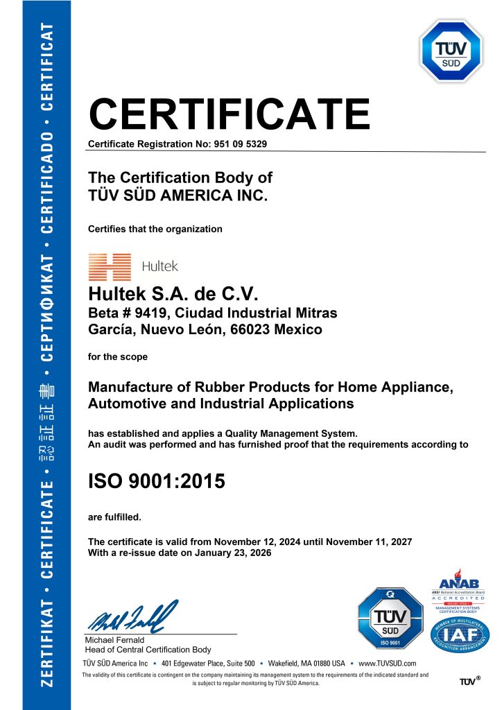 Certificacion ISO 9001:2015 Hultek 2026 - Aseguramiento de Calidad